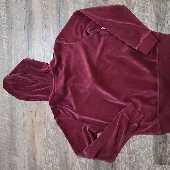 Very gently used velvet Tommy Hilfiger zip-up sweater size XL purple with hood - Picture 5 of 7